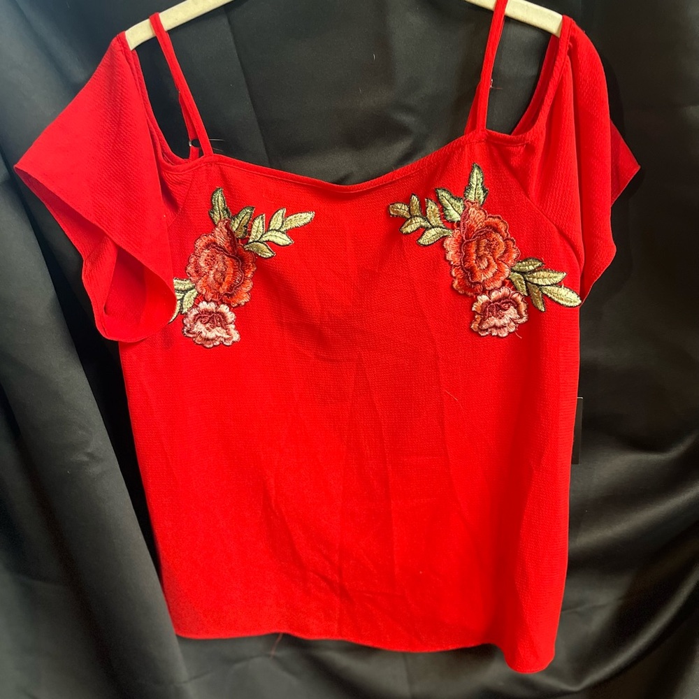 Off the shoulder top with roses